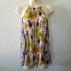 Zara trf Collection Bohemian Floral Rayon Flowy Top Blouse Large